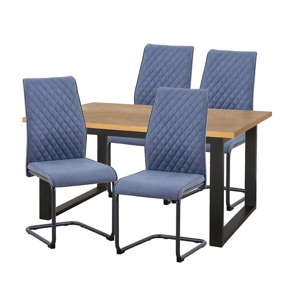 Skelby Dining Table and 4 Chairs Denim Homebase