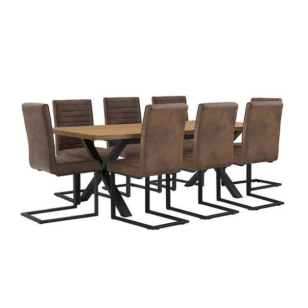 Albury Extending Dining Table and 8 Ayden Chairs Homebase