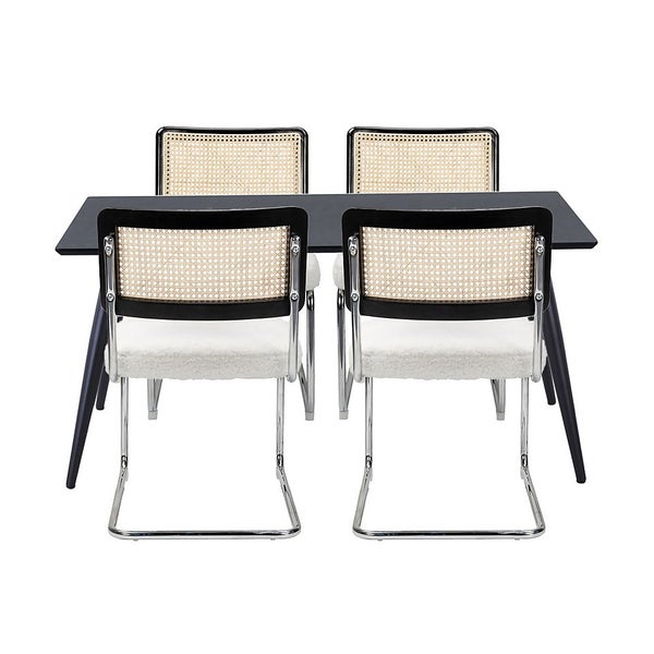 Illona Dining Table and 4 Rory Dining Chairs Cream Homebase