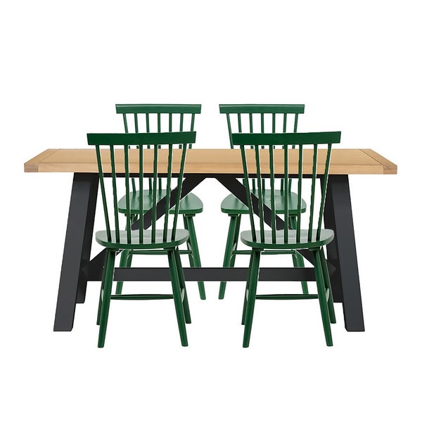 Ashstead Charcoal Dining Table and 4 Spindle Chairs Forest Homebase