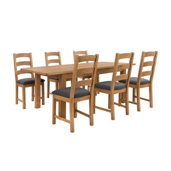 Norbury Extending Dining Table and 6 Chairs Oak Homebase