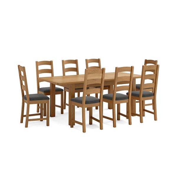 Norbury Extending Dining Table and 8 Chairs Oak Homebase
