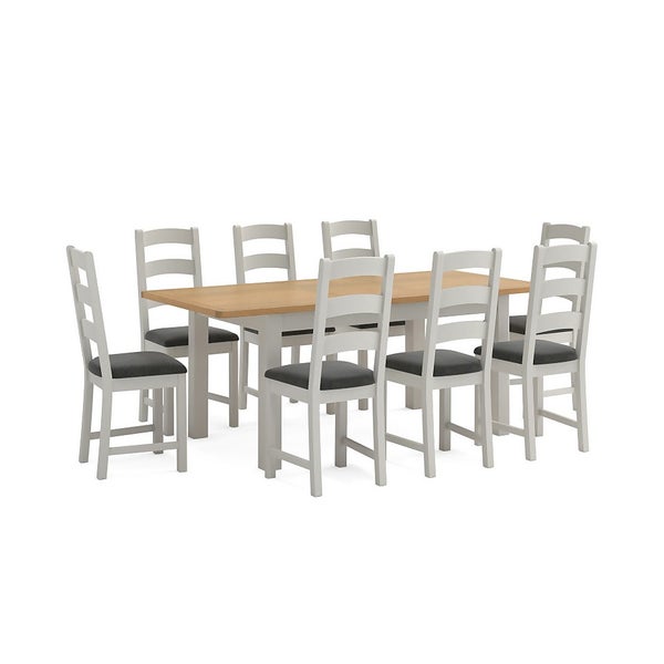 Norbury Extending Dining Table and 8 Chairs Grey Homebase