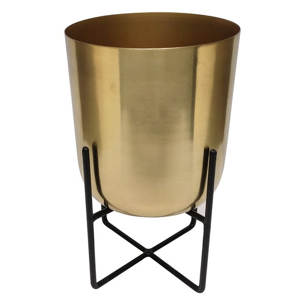 Brass Indoor Plant Pot with Cross Stand 13.5cm Homebase