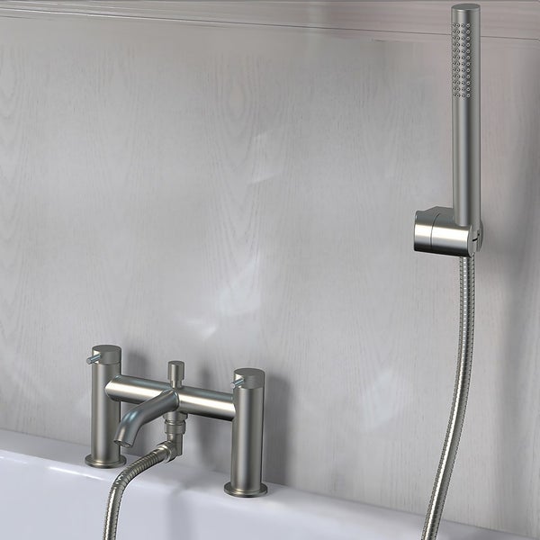 Knurled Bath Shower Mixer Tap Brushed Brass Homebase