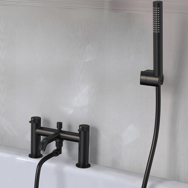 Knurled Bath Shower Mixer Tap Matt Black Homebase