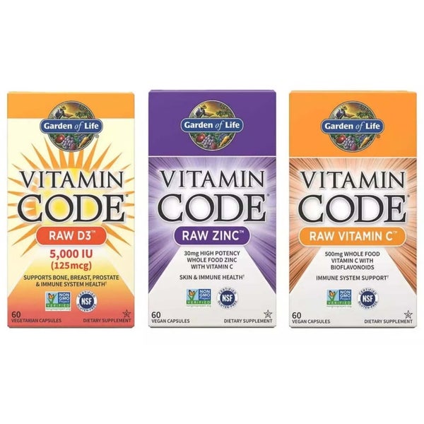Vitamin Code x3 Bundle Zinc, Vitamin C & Vitamin D Garden of Life AU
