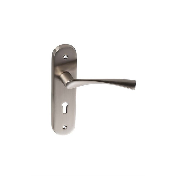 Sandleford Parma Lock Door Handle Set Brushed Nickel Homebase