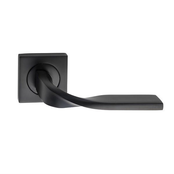 Sandleford Potenza Lever On Rose Door Handle Set Matt Black Homebase