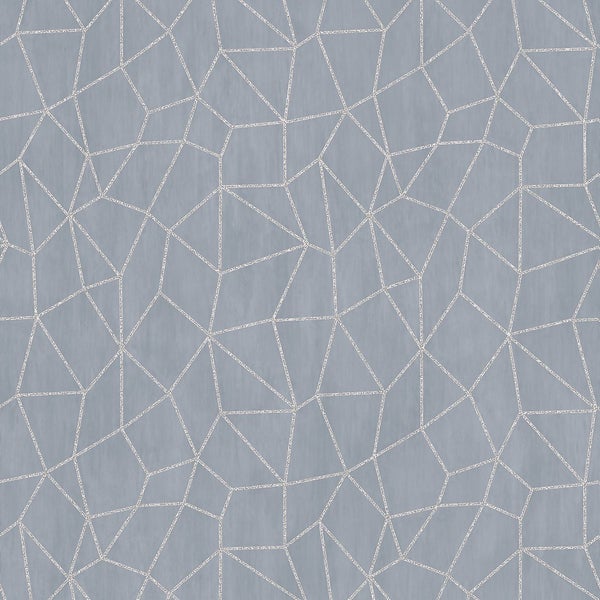 Galerie Geometric Metallic Blue Wallpaper Homebase