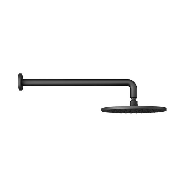 Bathstore Noir Matt Black 250mm Round Shower Head with Wall Arm Homebase
