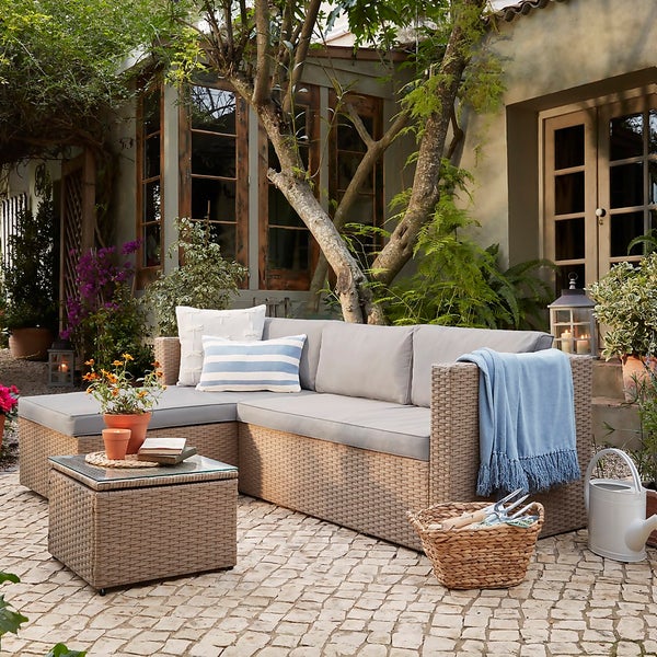 Alexandria Rattan Effect Garden Corner Sofa Set Homebase