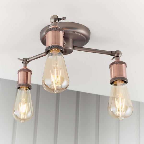 Henrik 3 Light Semi Flush Ceiling Light Pewter Homebase