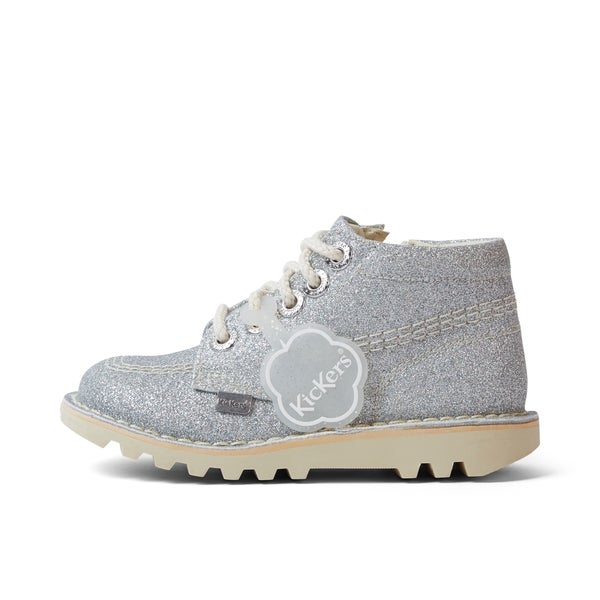 Infant Girls Kick Hi Glitter Cosmic Textile Silver Kickers