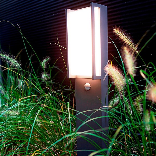 Lutec Qubo LED Outdoor Bollard Light with PIR Motion Sensor