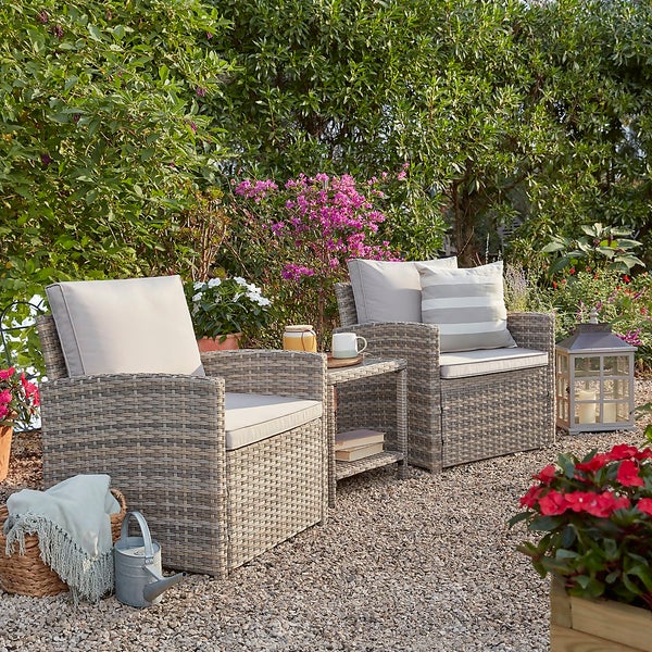 Matara Tea for Two Rattan Effect Bistro Set Homebase