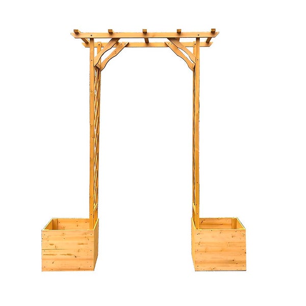 Homebase Wooden Garden Arched Trellis with Planters Homebase
