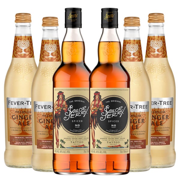 Sailor Jerry Spiced Rum & Ginger Ale Cocktail Double Bundle, 2 x 70cl