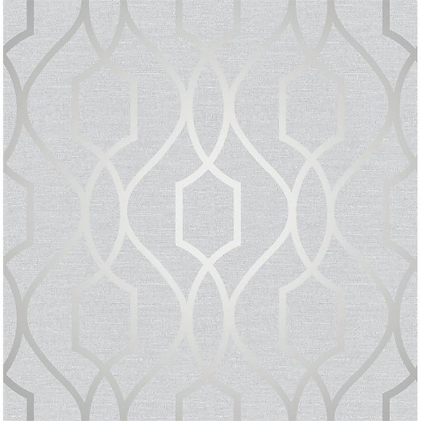 Fresco Apex Trellis Wallpaper Stone Silver Wallpaper Homebase