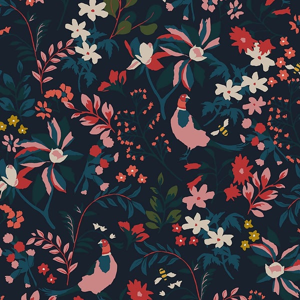 Joules Fields Edge Floral French Navy Wallpaper Homebase