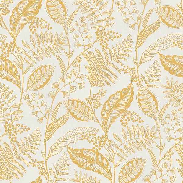 Fresco Artisan Leaf Ochre Wallpaper Homebase