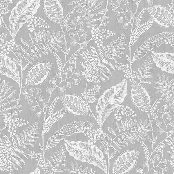 Fresco Artisan Leaf Grey Wallpaper Homebase