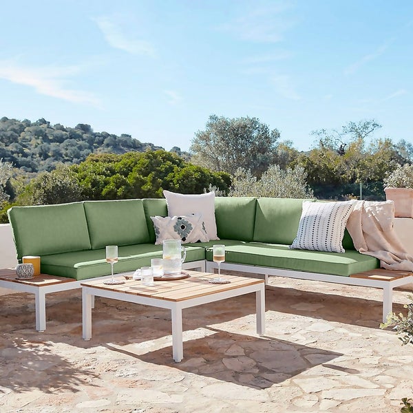 Spirit Metal Garden Corner Sofa Set Green Homebase