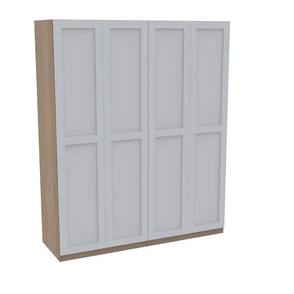 House Beautiful Realm Quad Wardrobe, Oak Effect Carcass White Shaker