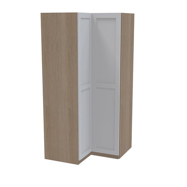 House Beautiful Realm Corner Wardrobe, Oak Effect Carcass White