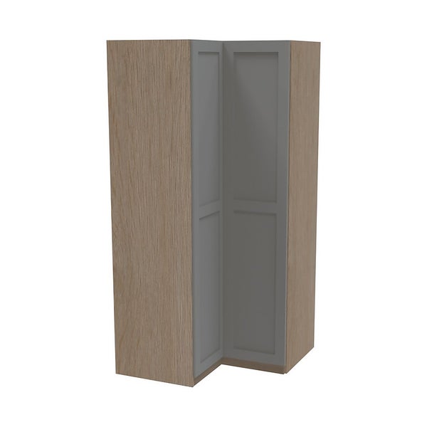 House Beautiful Realm Corner Wardrobe, Oak Effect Carcass Grey Shaker