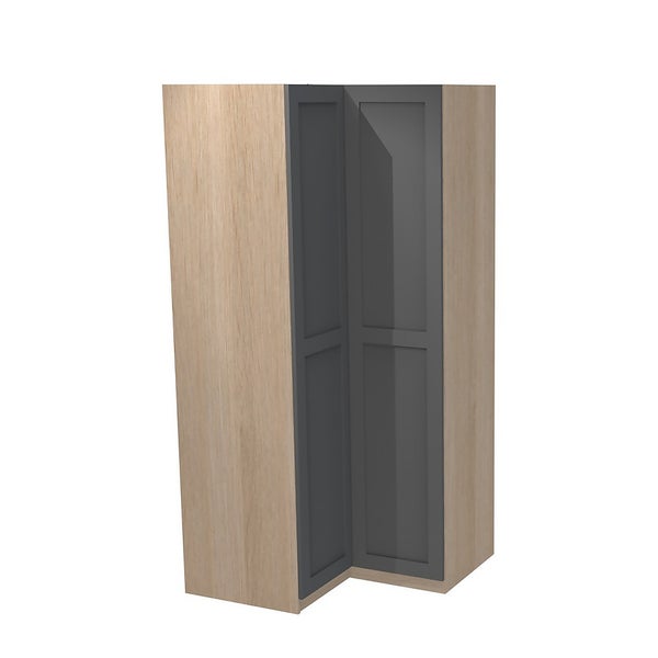 House Beautiful Realm Corner Wardrobe, Oak Effect Carcass Carbon Grey