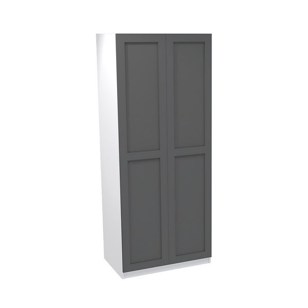 House Beautiful Realm Double Wardrobe, White Carcass Carbon Grey