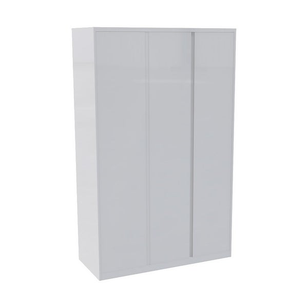 House Beautiful Escape Fitted Look Triple Wardrobe, Grey Carcass Gloss White Handleless Doors