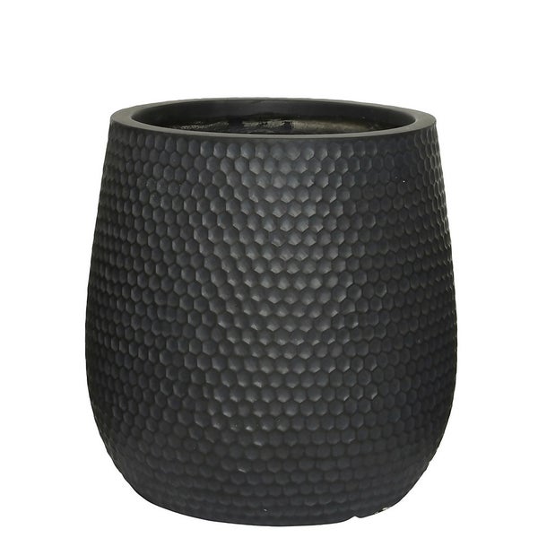 Zoe Fibre Clay Black Round Outdoor Planter Medium Homebase