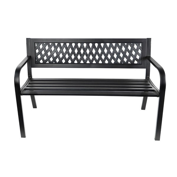 Black Steel Garden Bench Homebase