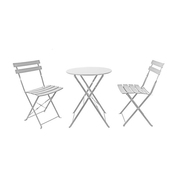 Millie Metal Bistro Set Grey Homebase