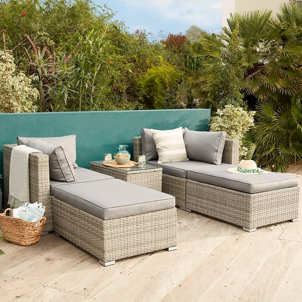 Cairo Grey Rattan Effect Garden Sofa Set Homebase