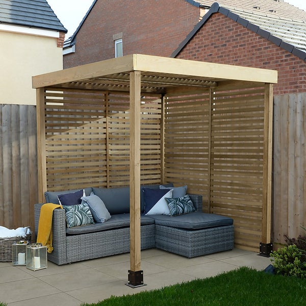 Forest Garden Modular Pergola with 2 Side Panel Packs Homebase