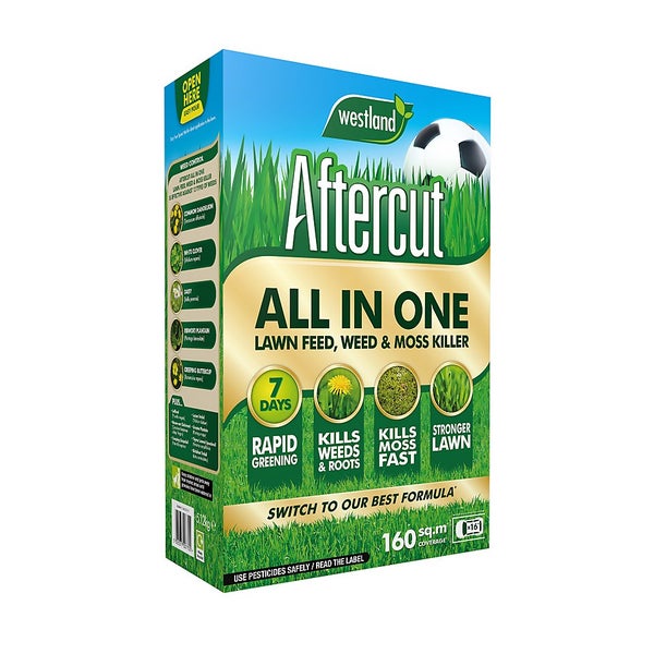 Aftercut All In One Lawn Feed, Weed & Moss Killer 160m2 Box Homebase