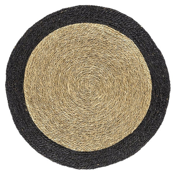 Zanzibar Circle Rug with Border Anthracite 122cm Homebase