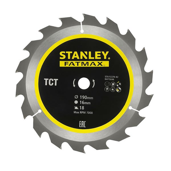 STANLEY Circular Saw Blade, TCT, 190x 16 x 18T ( STA15370XJ) Homebase