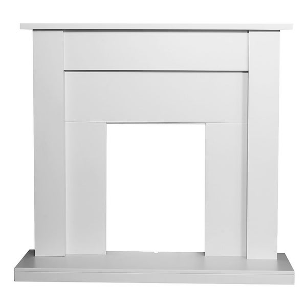 Adam Sutton Fireplace with Flat to Wall Fitting in Pure White, 43 Inch