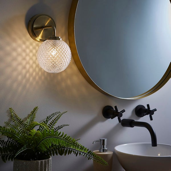 Vermont Antique Brass IP44 Bathroom Wall Light Homebase