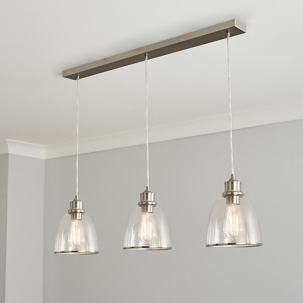 Windermere 3lt Diner Bar Ceiling Light Satin Nickel Homebase