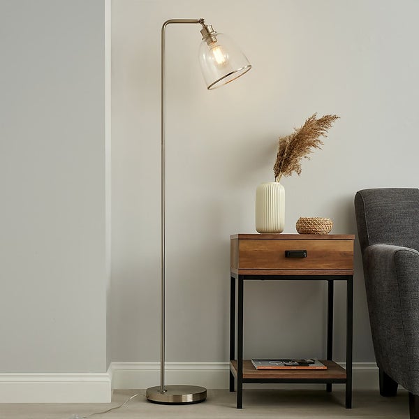 Windermere Floor Lamp Satin Nickel Homebase