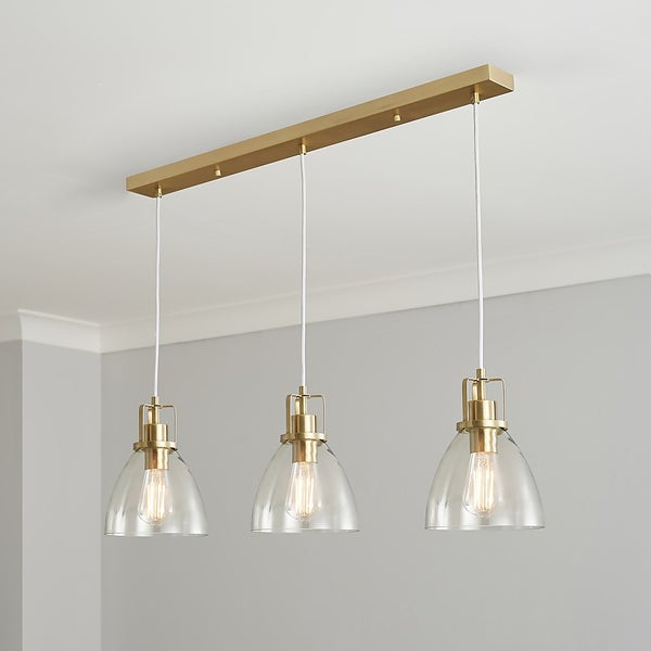 Berkeley 3lt Diner Pendant Ceiling Light Satin Brass Homebase