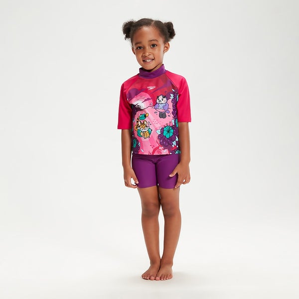 Infant Girls' Learn to Swim Sun Protection Top & Shorts Purple Speedo