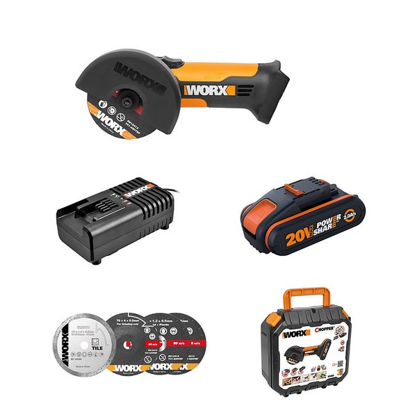 Worx WX801 20v 2.0Ah Chopper Cordless Mini Angle Grinder Homebase