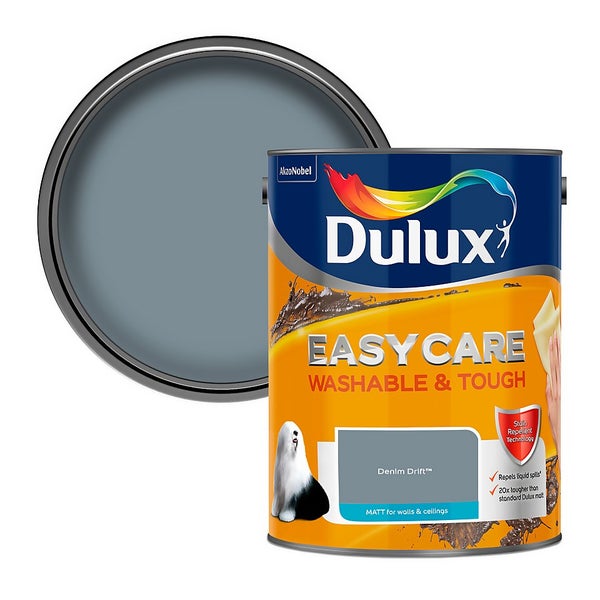Dulux Easycare Washable & Tough Matt Emulsion Paint Denim Drift 5L Homebase