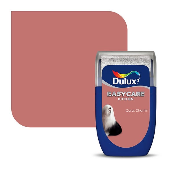 Dulux Easycare Kitchen Paint Coral Charm Tester 30ml Homebase